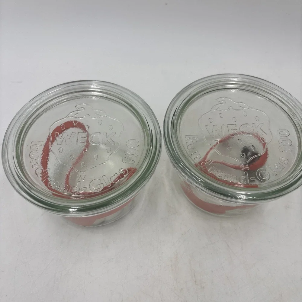 WECK Rundrand-Glas 100 Clear Jar Canning 370 ml Strawberry Clips Lid (set of 2)